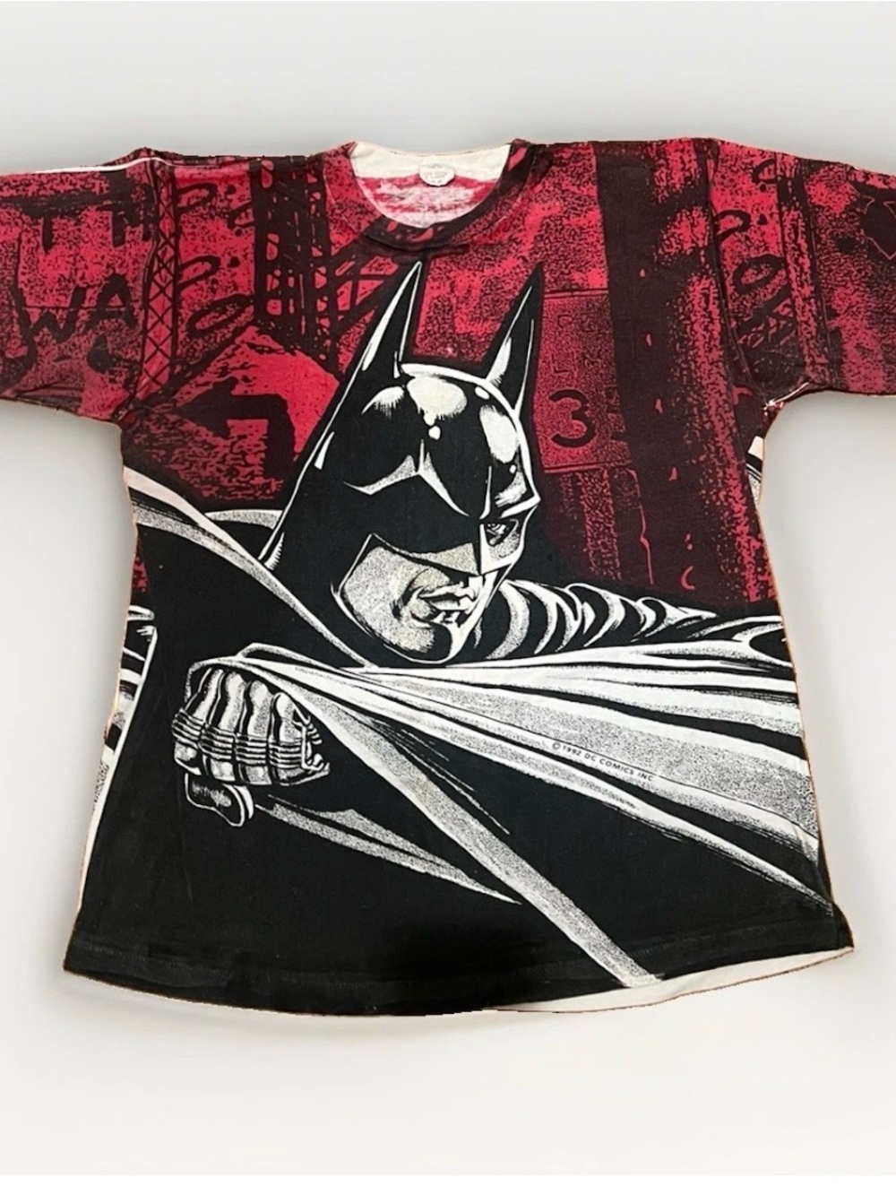 Batman Graphic Short Sleeve Tee in Red and Black - Official Character Design